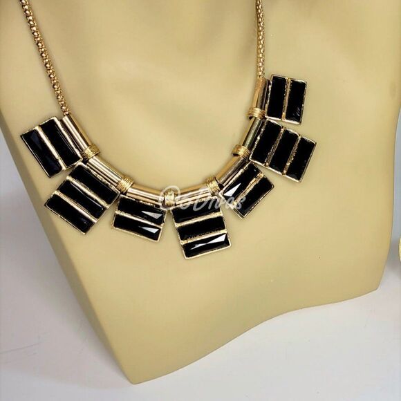 Gold and Black Choker Necklace - Picture 3 of 6